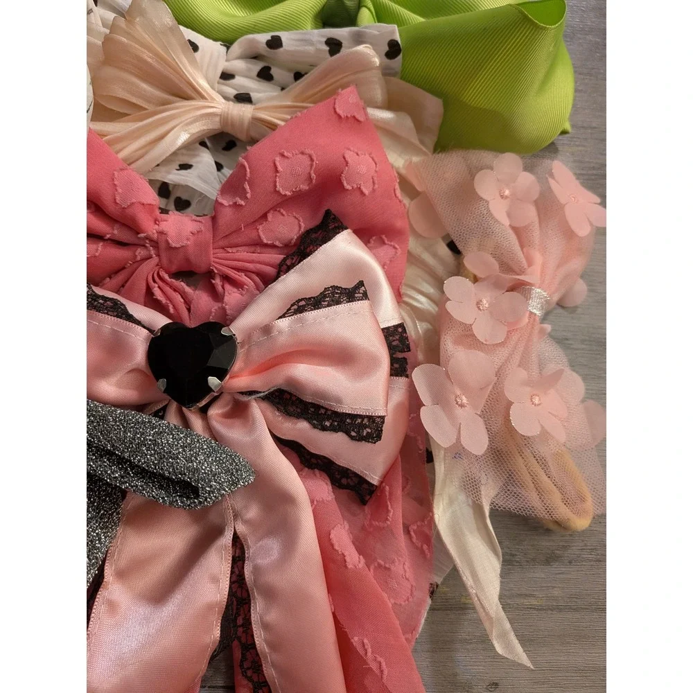 Girls Hair Bows and Accessories Lot Floral Lace Glitter Satin Grosgrain 15pc